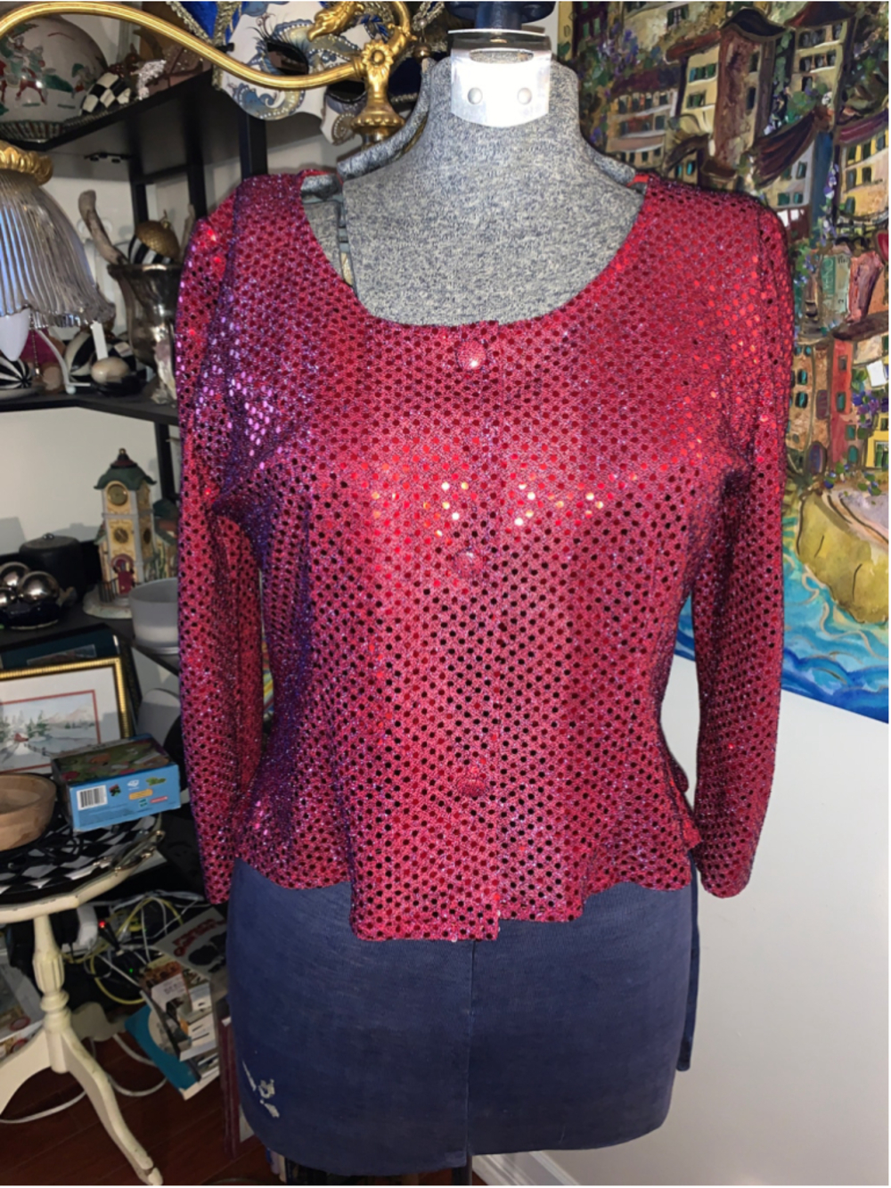 Women's Unbranded homemade Sequin Blouse Red Size M